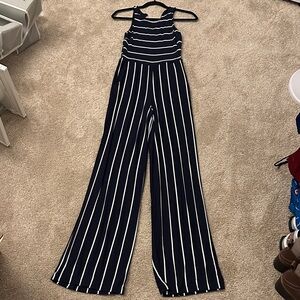 Striped Navy and White Jumpsuit